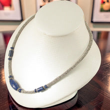 Load image into Gallery viewer, Natural Lapis Lazuli Tube Beads &amp; Silver .925 Bali Spacer Necklace