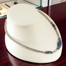 Load image into Gallery viewer, Natural Lapis Lazuli Tube Beads &amp; Silver .925 Bali Spacer Necklace