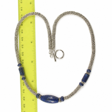 Load image into Gallery viewer, Natural Lapis Lazuli Tube Beads &amp; Silver .925 Bali Spacer Necklace