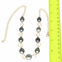 Load image into Gallery viewer, 14k Gold-Filled Nine Black Tahitian Pearl Handcrafted Necklace