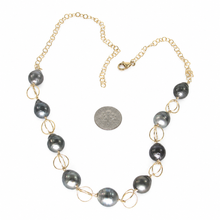 Load image into Gallery viewer, 14k Gold-Filled Nine Black Tahitian Pearl Handcrafted Necklace