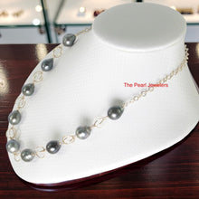 Load image into Gallery viewer, 14k Gold-Filled Nine Black Tahitian Pearl Handcrafted Necklace