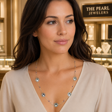 Load image into Gallery viewer, 14k Gold-Filled Seven Black Tahitian Pearls &amp; Peridot Necklace