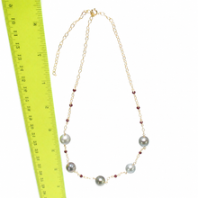 Load image into Gallery viewer, 14k Gold-Filled Seven Black Tahitian Pearls &amp; Peridot Necklace