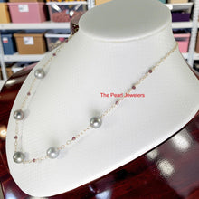 Load image into Gallery viewer, 14k Gold-Filled Seven Black Tahitian Pearls &amp; Peridot Necklace