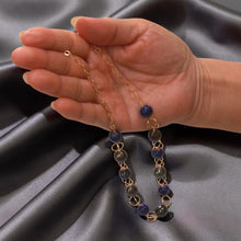 Load image into Gallery viewer, 14k Gold-Filled Five Tahitian Pearls &amp; Lapis Lazuli Handcrafted Necklace