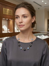 Load image into Gallery viewer, 14k Gold-Filled Five Black Tahitian Pearls &amp; Aquamarine Beads Necklace