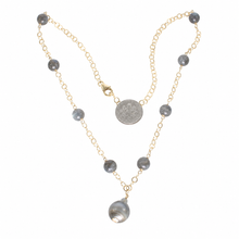 Load image into Gallery viewer, 14k Gold-Filled Labradorite &amp; Black Tahitian Pearl Handcrafted Necklace