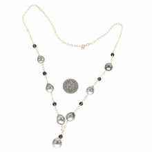 Load image into Gallery viewer, 14k Gold-Filled Seven Baroque Gray Tahitian Pearls &amp; Smoky Quartz Necklace
