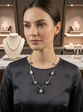 Load image into Gallery viewer, 14k Gold-Filled Seven Baroque Gray Tahitian Pearls with Turquoise Necklace