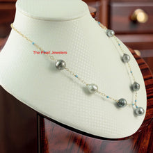 Load image into Gallery viewer, 14k Gold-Filled Seven Baroque Gray Tahitian Pearls with Turquoise Necklace