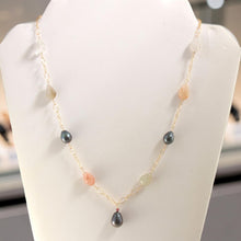 Load image into Gallery viewer, 14k Gold-Filled Rutilated Quartz &amp; Three Baroque Tahitian Pearls Necklace