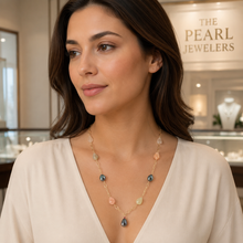 Load image into Gallery viewer, 14k Gold-Filled Rutilated Quartz &amp; Three Baroque Tahitian Pearls Necklace