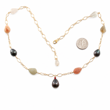 Load image into Gallery viewer, 14k Gold-Filled Rutilated Quartz &amp; Three Baroque Tahitian Pearls Necklace