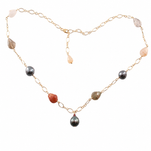 Load image into Gallery viewer, Gold-Filled Rutilated Quartz &amp; Baroque Tahitian Pearls Necklace (Style B)