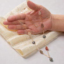 Load image into Gallery viewer, Gold-Filled Rutilated Quartz &amp; Baroque Tahitian Pearls Necklace (Style B)
