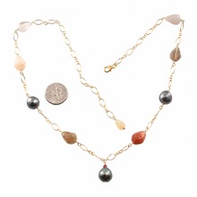 Load image into Gallery viewer, Gold-Filled Rutilated Quartz &amp; Baroque Tahitian Pearls Necklace (Style B)