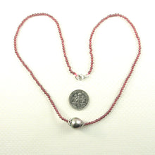Load image into Gallery viewer, 2.5mm Garnet &amp; Silver Bali Beads with Black Tahitian Pearl Necklace