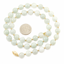 Load image into Gallery viewer, Natural Celadon Green Jade &amp; 14k Yellow Gold Beads Necklace