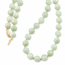 Load image into Gallery viewer, Natural Celadon Green Jade &amp; 14k Yellow Gold Beads Necklace