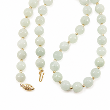 Load image into Gallery viewer, Natural Celadon Green Jade &amp; 14k Yellow Gold Beads Necklace