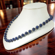 Load image into Gallery viewer, 8mm Lapis Lazuli &amp; 14k Gold Beads Necklace with Filigree Clasp