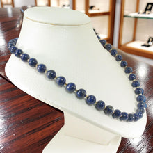 Load image into Gallery viewer, 8mm Lapis Lazuli &amp; 14k Gold Beads Necklace with Filigree Clasp