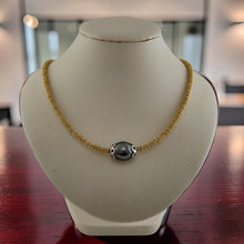 Load image into Gallery viewer, Silver .925 Bali Beads &amp; 14k Yellow Gold Plated Black Tahitian Pearl Necklace