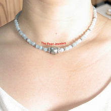 Load image into Gallery viewer, 5mm Aquamarine &amp; Gold-Plated Bali Beads Black Tahitian Pearl Necklace