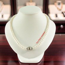 Load image into Gallery viewer, Khaki Tahitian Pearl with Freshwater Pearls &amp; Silver Bali Beads Necklace