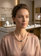 Load image into Gallery viewer, Khaki Tahitian Pearl with Freshwater Pearls &amp; Silver Bali Beads Necklace