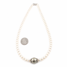 Load image into Gallery viewer, Khaki Tahitian Pearl with Freshwater Pearls &amp; Silver Bali Beads Necklace