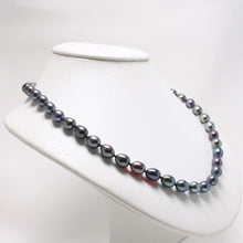 Load image into Gallery viewer, Peacock Raindrop Pearl Necklace with 14k White Gold Clasp