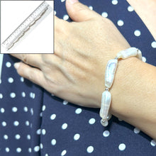 Load image into Gallery viewer, 715814S36-White-Biwa-Pearl-Silver-Beads-Bracelet-Silver-Trigger-Clasp