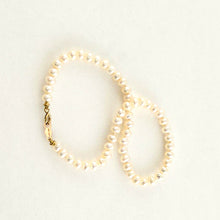 Load image into Gallery viewer, Cultured F/W 4mm White Pearl Hand-knotted Bracelet – 14K Gold Filled Clasp