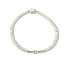 Load image into Gallery viewer, 14k Yellow Gold Spring Clasp White Mini Pearl Bracelet with Center White Pearl