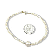 Load image into Gallery viewer, 14k Yellow Gold Spring Clasp White Mini Pearl Bracelet with Center White Pearl