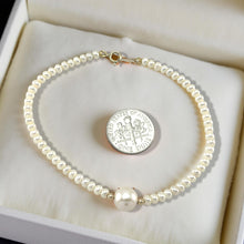 Load image into Gallery viewer, 14k Yellow Gold Spring Clasp White Mini Pearl Bracelet with Center White Pearl