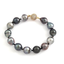 Load image into Gallery viewer, Baroque Black Tahitian Pearl Bracelet – Hand Knotted (7.25”)