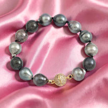 Load image into Gallery viewer, Baroque Black Tahitian Pearl Bracelet – Hand Knotted (7.25”)