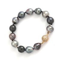 Load image into Gallery viewer, Baroque Black Tahitian Pearl Bracelet – Hand Knotted (7.25”)