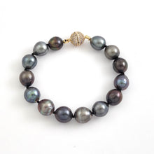 Load image into Gallery viewer, Baroque Black Tahitian Pearl Bracelet – Hand Knotted (7.5”)