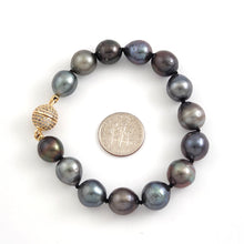 Load image into Gallery viewer, Baroque Black Tahitian Pearl Bracelet – Hand Knotted (7.5”)