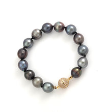 Load image into Gallery viewer, Baroque Black Tahitian Pearl Bracelet – Hand Knotted (7.5”)