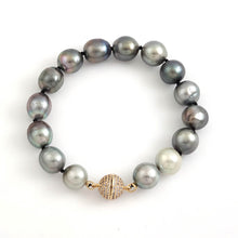 Load image into Gallery viewer, Baroque Black Tahitian Pearl Bracelet – Hand Knotted (7.75”)