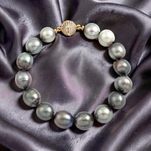 Load image into Gallery viewer, Baroque Black Tahitian Pearl Bracelet – Hand Knotted (7.75”)