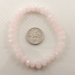 750009 Genuine & Natural Rose Quartz Roundel Faceted Beads Endless Bracelet