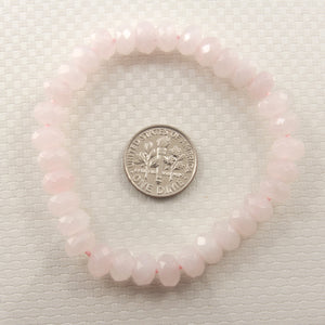 750009 Genuine & Natural Rose Quartz Roundel Faceted Beads Endless Bracelet