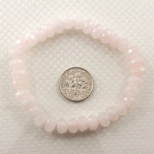 750009 Genuine & Natural Rose Quartz Roundel Faceted Beads Endless Bracelet