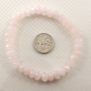 750009 Genuine & Natural Rose Quartz Roundel Faceted Beads Endless Bracelet